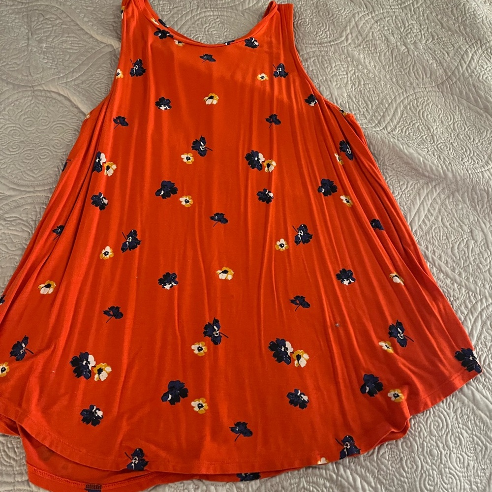 Old Navy Luxe Red Orange Floral Tank top Blouse Size XL